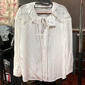 Sandro Flowing Blouse with Lace Trims